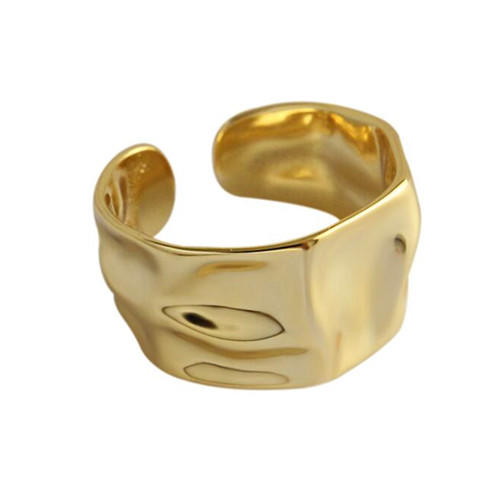 Chic style open design wide gold plated uneven rings in sterling silver